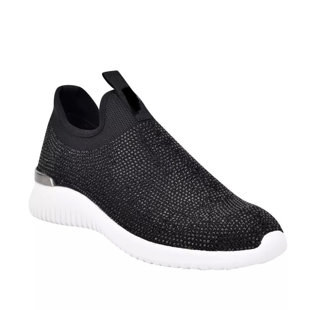 Michael Kors Black Metallic Knit Slip-On Sneakers Comfort Shoes Size 10